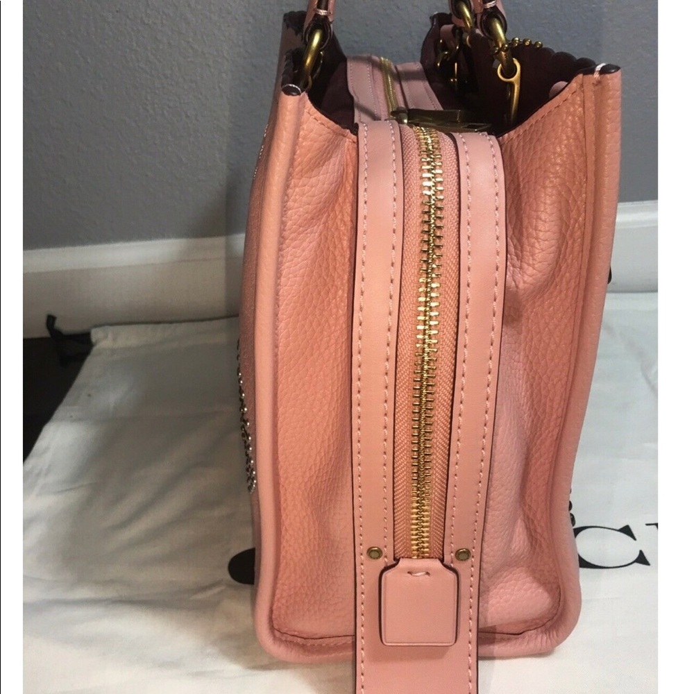 Coach Embellished Pink Leather Satchel - Picture 10 of 12